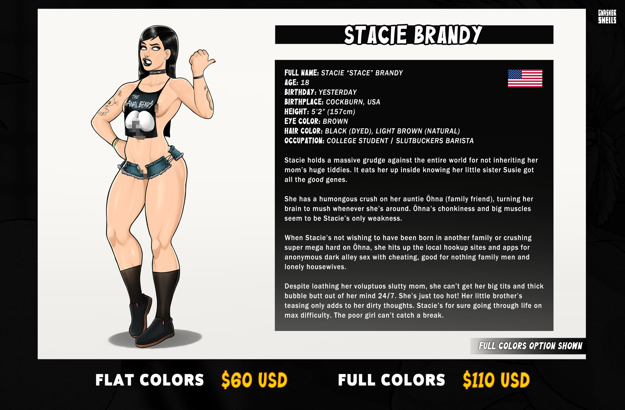 Character bio sheet prices
